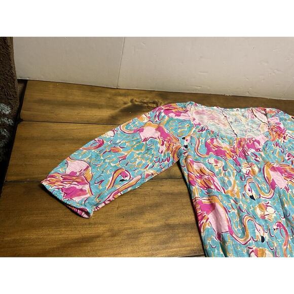 Lilly Pulitzer Alia Flamingo Size Medium Fringe Shift Dress Cover Up - Picture 7 of 14